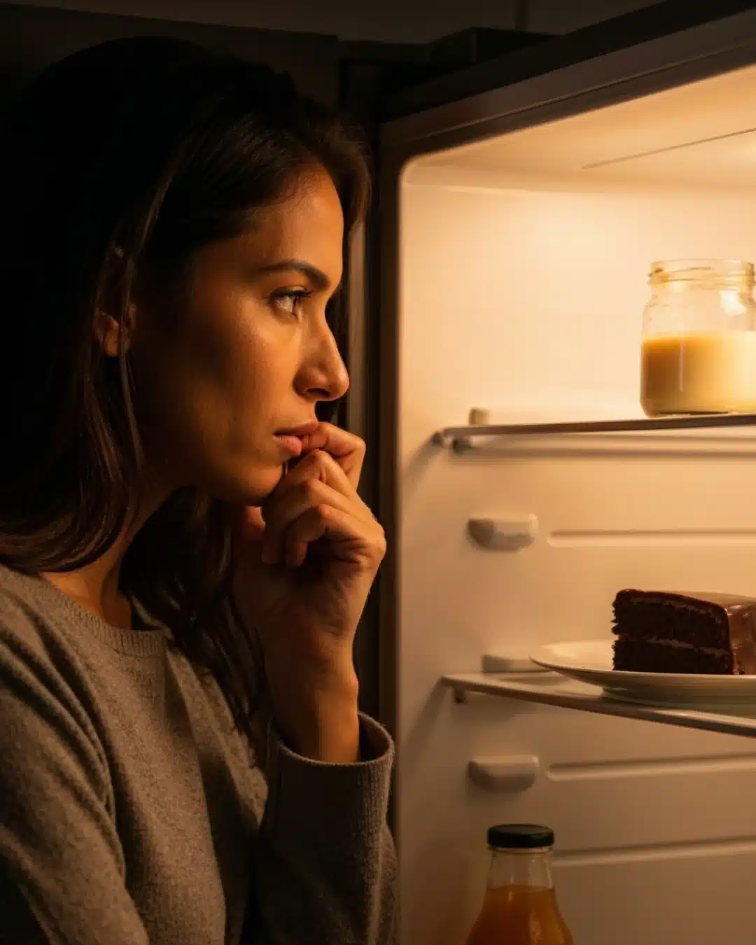 Antes: foto de uma mulher em uma situação de compulsão