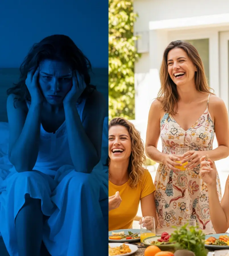 Antes e depois - vizinha magra comendo pizza